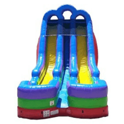 18 foot double lane inflatable water slide rainbow2 1763849676 18' Retro Rainbow Double Bay Inflatable Water Slide