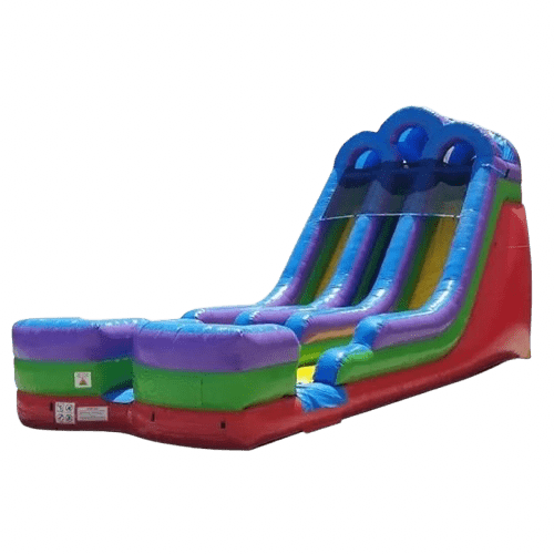 Retro rainbow dual lane waterslide