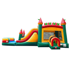 Mega Fire Marble Water Slide Bounce House Combo